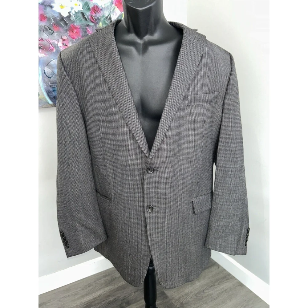 Lauren Ralph Lauren 46 R Charcoal Wool Two Button Jacket Vented FLAWED